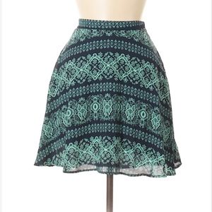 Navy Blue Casual Short Printed Skirt